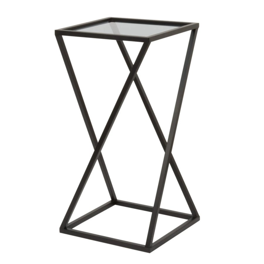 Bijzettafel zwart met glazen blad