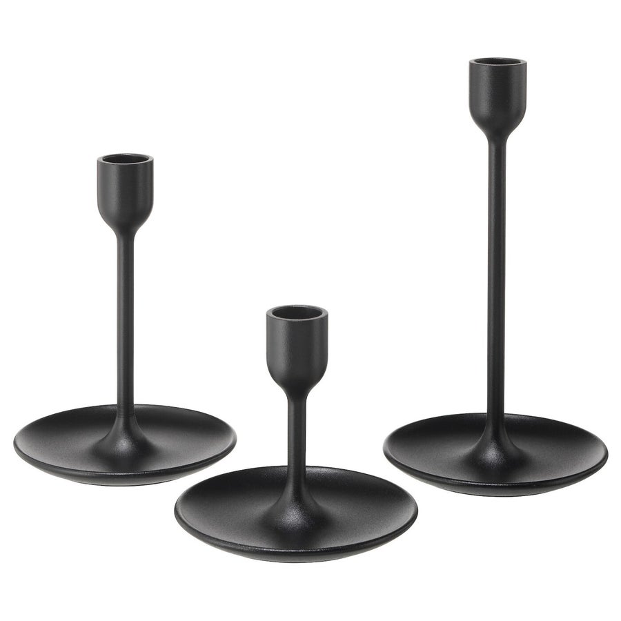 Zwarte kandelaar (per set van 3)