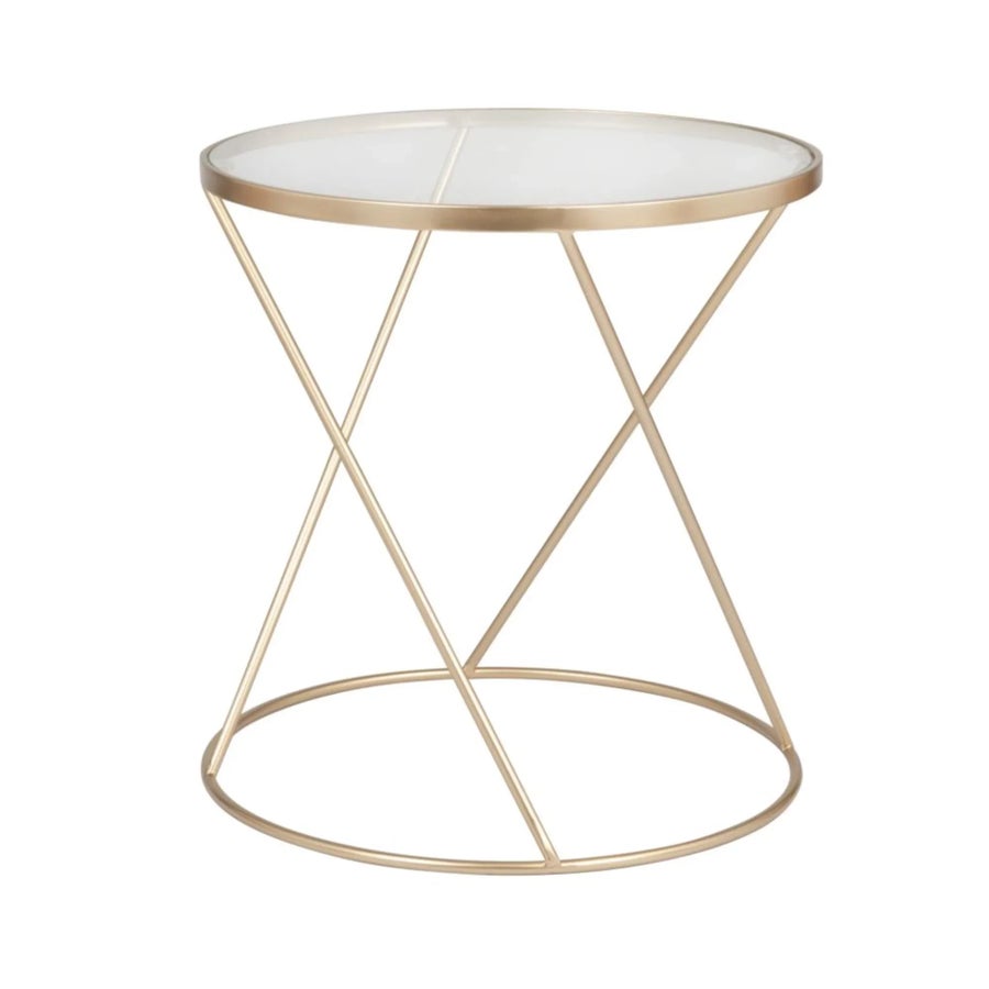 Gouden bijzettafel met glazen blad